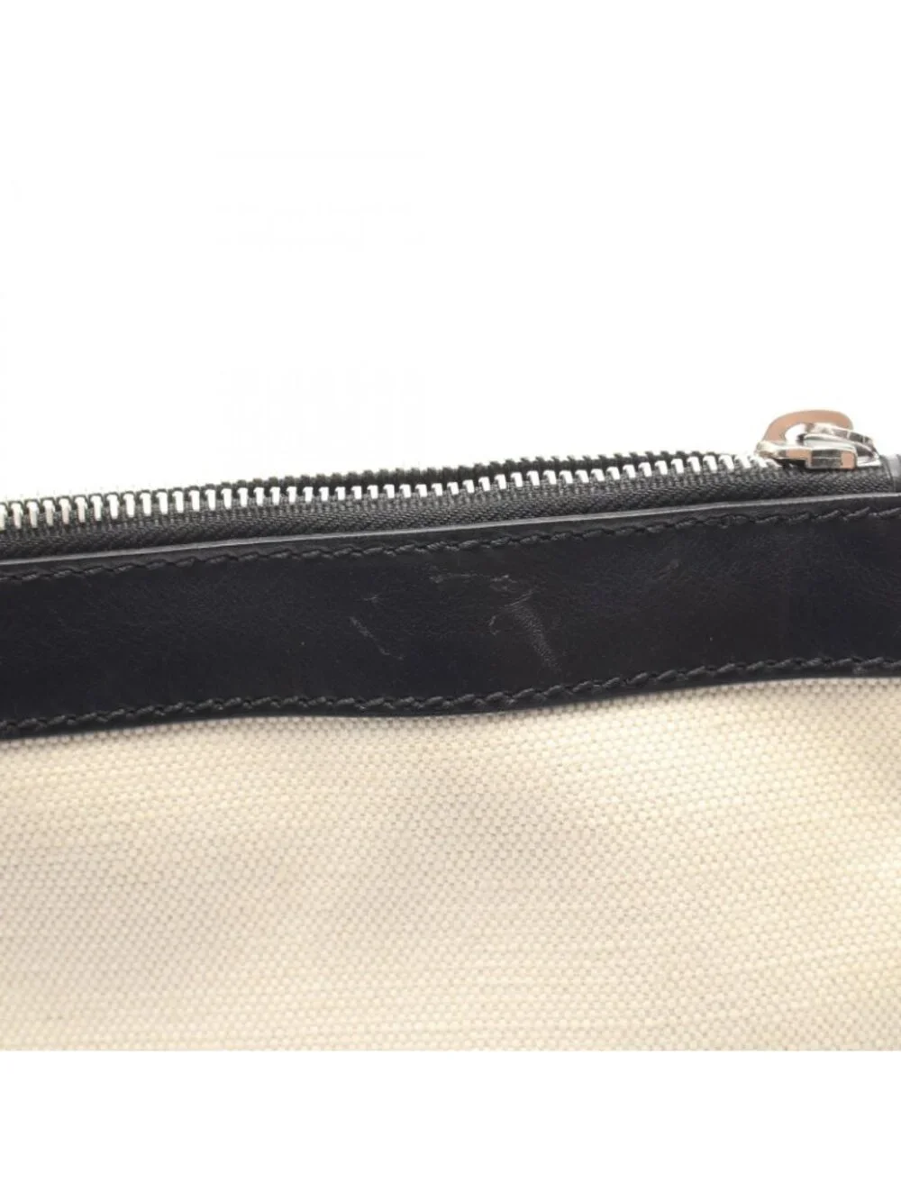 Balenciaga Clutch Navy Clip M Ivory Black Canvas Leather